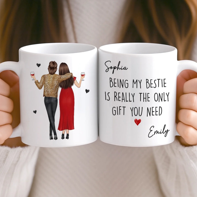 Custom Mug - Personalized Best Friend Birthday Gifts For Women, Besties, Sisters, BFF - Laugh Lines And Memories