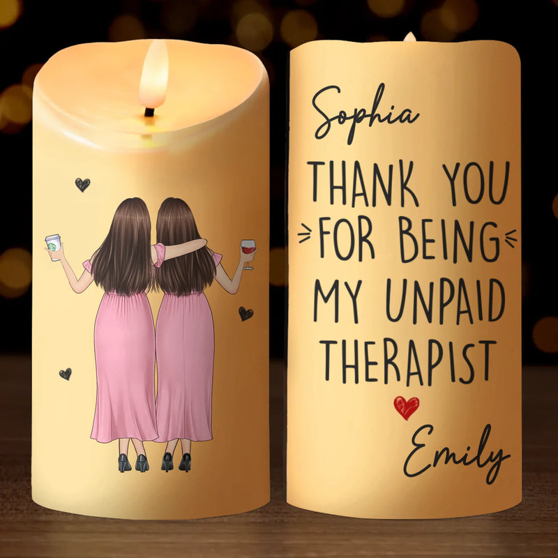 Custom LED Candle - Personalized Best Friend Birthday Gifts For Women, Besties, Sisters, BFF - Glowing Through It Together
