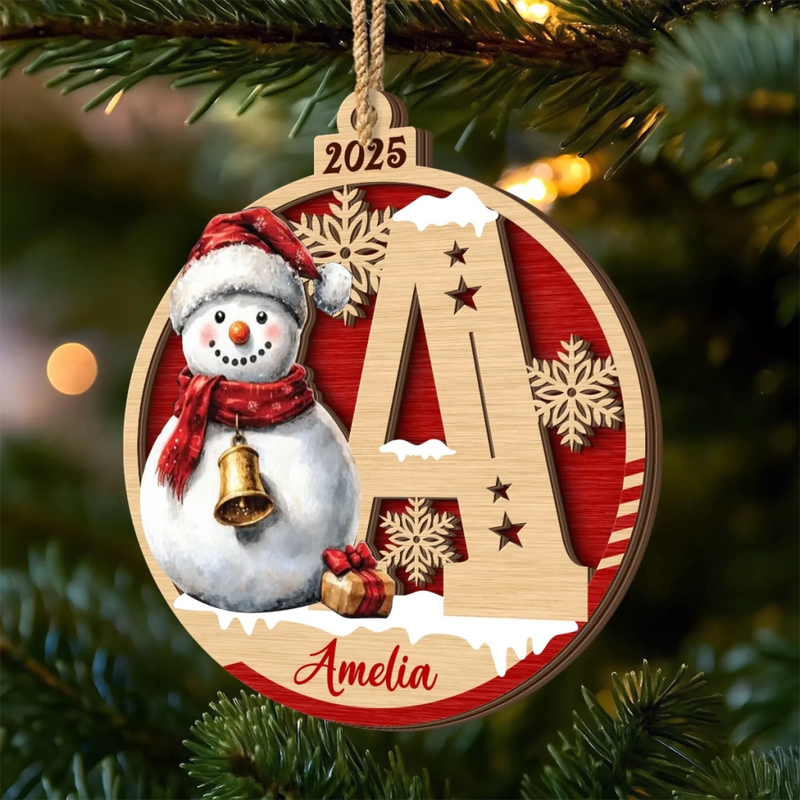 Custom Snowman Double Layer Wooden Ornament - Personalized Christmas Birthday Gifts For Mom, Dad, Brother, Sister, Kids - Where Love Feels Effortless