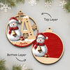 Custom Snowman Double Layer Wooden Ornament - Personalized Christmas Birthday Gifts For Mom, Dad, Brother, Sister, Kids - Where Love Feels Effortless