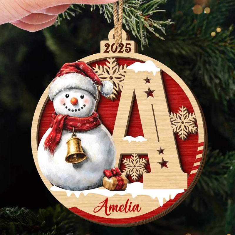 Custom Snowman Double Layer Wooden Ornament - Personalized Christmas Birthday Gifts For Mom, Dad, Brother, Sister, Kids - Where Love Feels Effortless