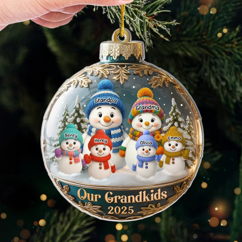 Custom Snowman Acrylic Ornament - Personalized Christmas Birthday Gifts For Grandpa, Grandma - Love That Spans Generations