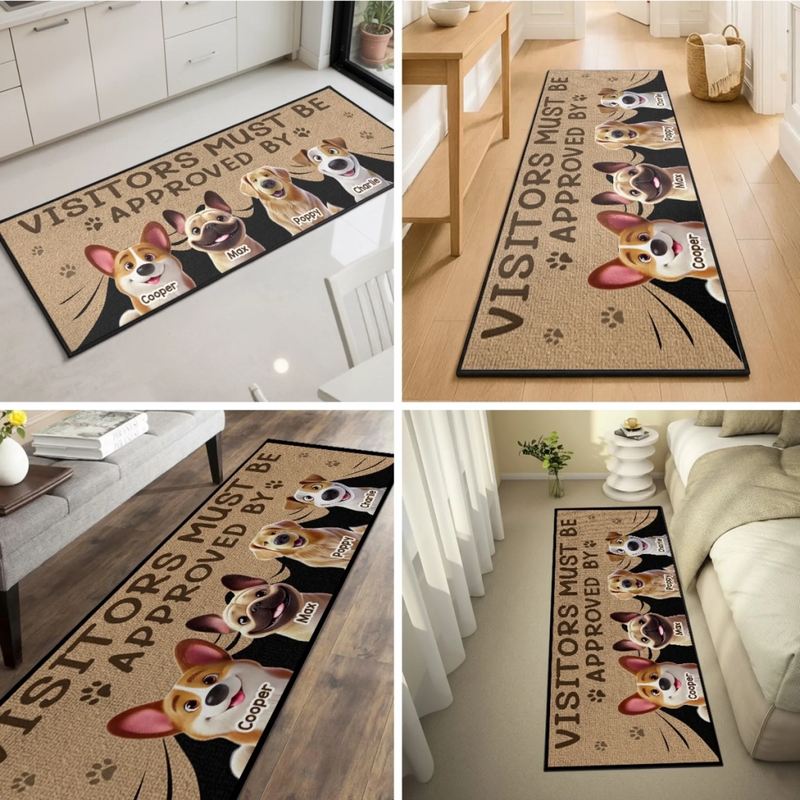 Custom Runner Rug - Personalized Birthday Gifts For Dog Cat Lovers, Dog Dad And Mom, Cat Owners - Welcome Committee On Duty