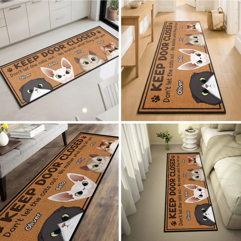 Custom Runner Rug - Personalized Birthday Gifts For Cat Lovers, Cat Mom And Dad - This House Runs On Cat Drama