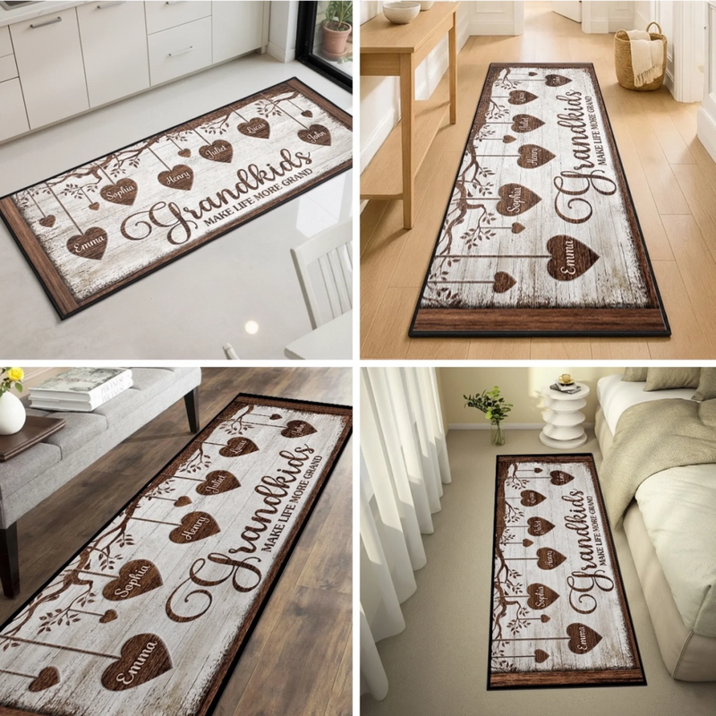 Custom Runner Rug - Personalized Birthday Gifts For Grandpa, Grandma - Love Grows Here Always