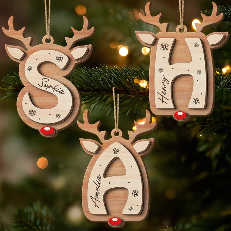 Custom Double Layer Wooden Ornament - Personalized Christmas Birthday Gifts For Mom, Dad, Kids - Letters of Joy Memories of Love