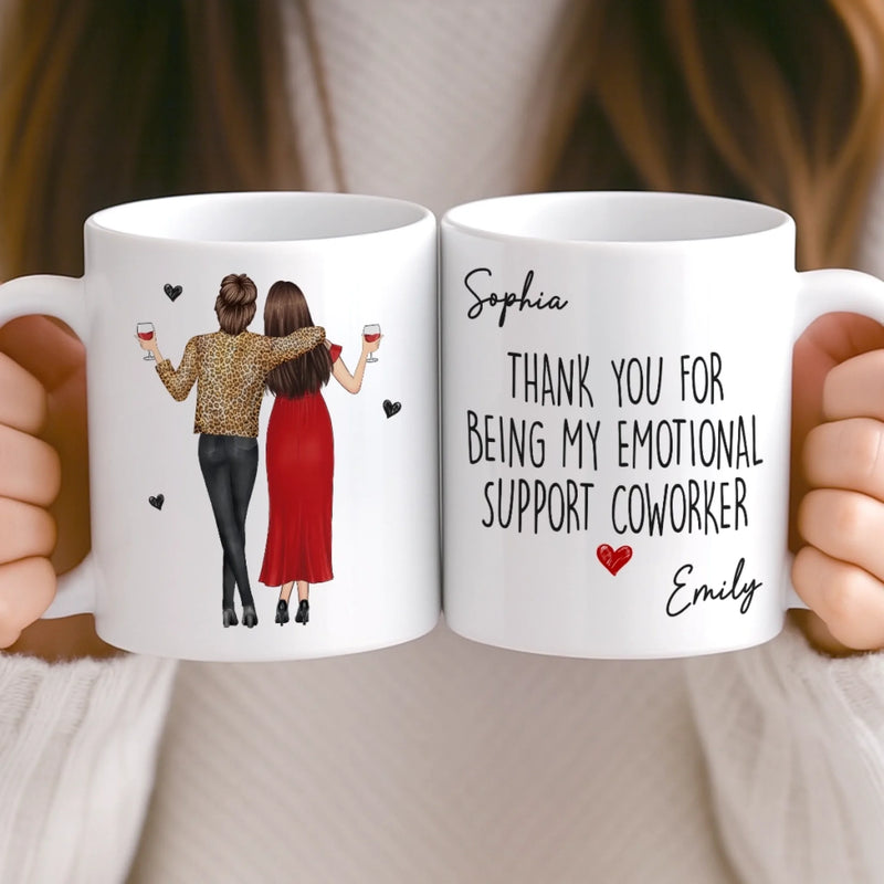 Custom Mug - Personalized Funny Gifts For Coworker, Work Bestie - Running On Caffeine And Gossip