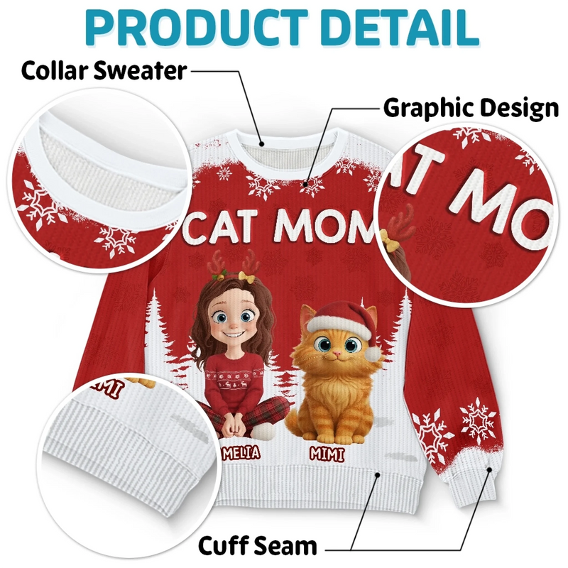 Custom Unisex Ugly Sweatshirt - Personalized  Christmas Birthday Gifts For Cat Lovers, Cat Mom And Dad - Meow And Merry On