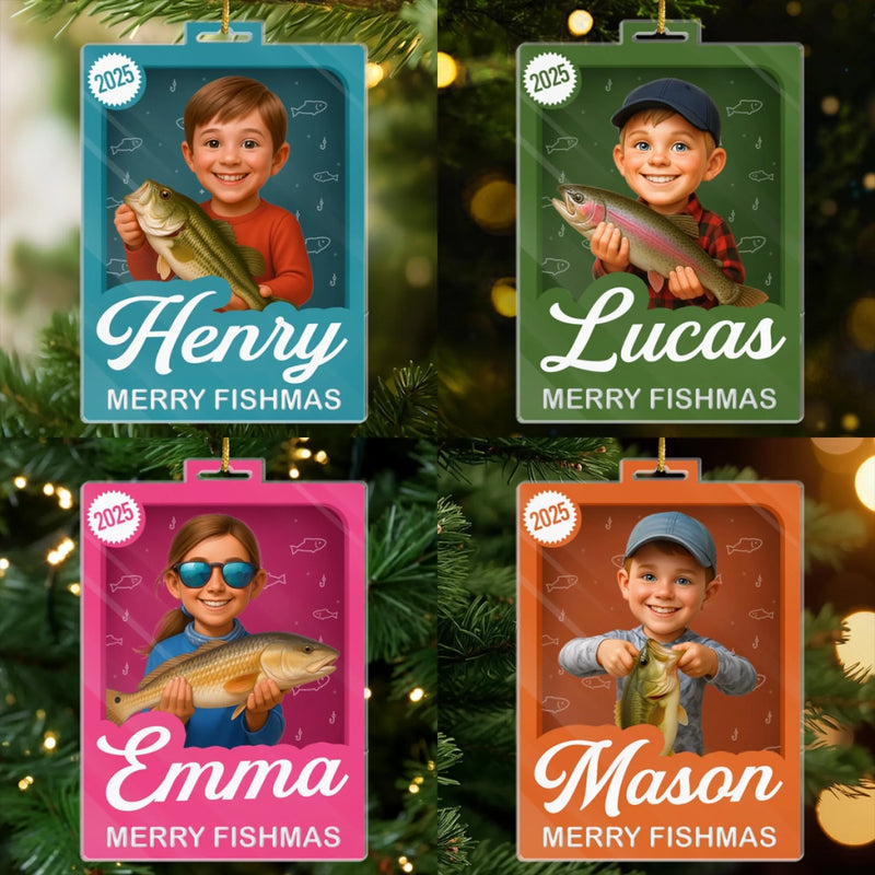 Custom Photo Toy Box Acrylic Ornament - Personalized Christmas Birthday Fishing Gifts For Fisherman - Merry Fishmas, Ya Filthy Angler