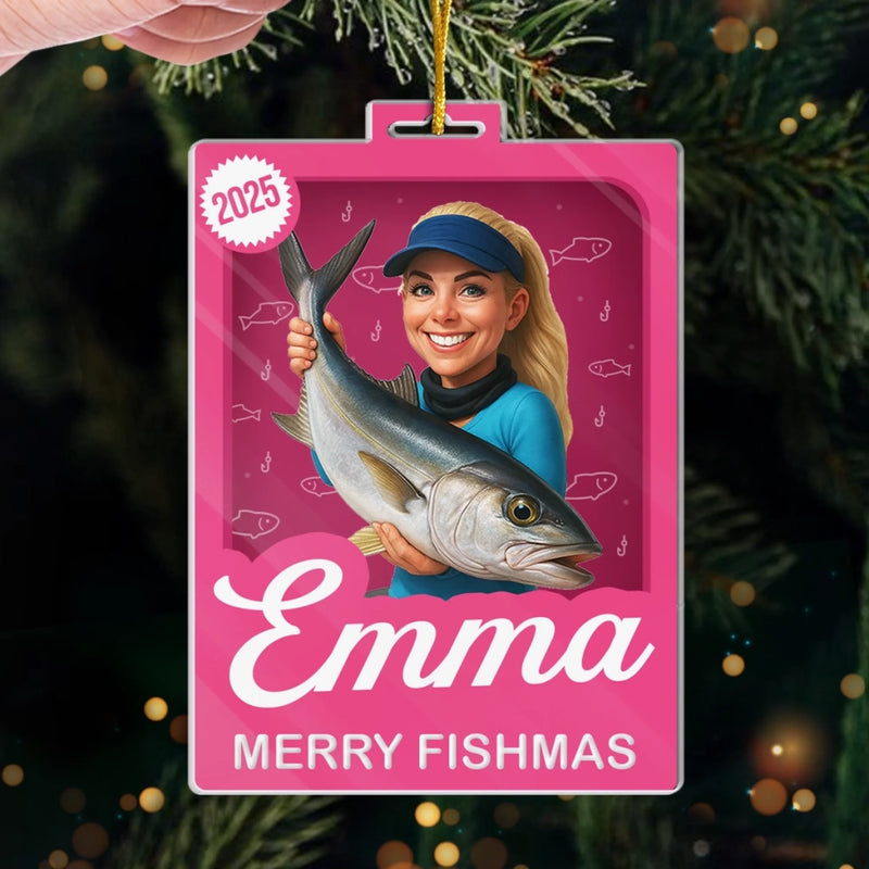 Custom Photo Toy Box Acrylic Ornament - Personalized Christmas Birthday Fishing Gifts For Fisherman - Merry Fishmas, Ya Filthy Angler