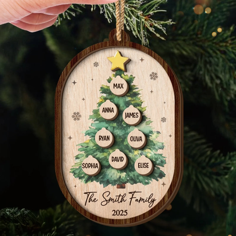 Custom Double Layer Wooden Ornament - Personalized Christmas Birthday Gifts For Mom, Dad, Brother, Sister, Kids - Blessed With Family Love