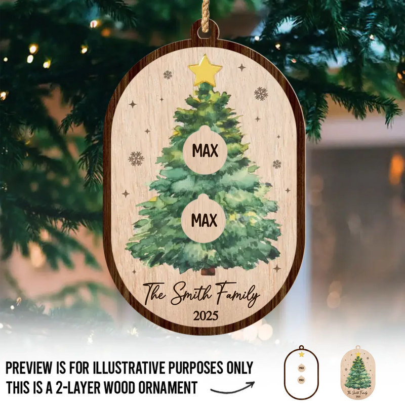 Custom Double Layer Wooden Ornament - Personalized Christmas Birthday Gifts For Mom, Dad, Brother, Sister, Kids - Blessed With Family Love
