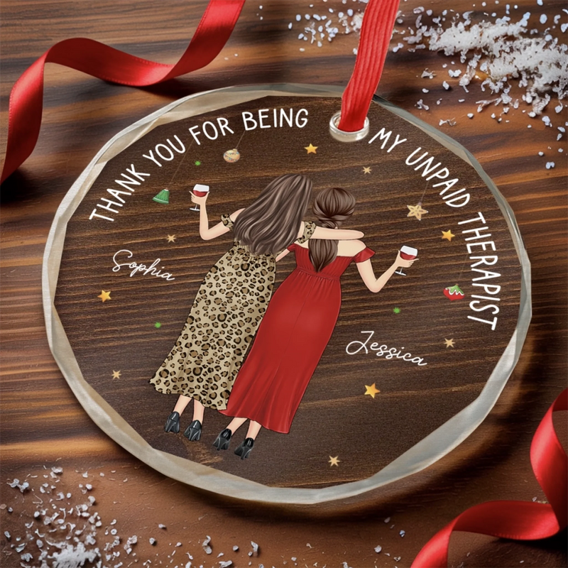 Custom Circle Glass Ornament - Personalized Best Friend Christmas Birthday Gifts For Women, Besties, Sisters, BFF - We’re The Perfect Mess