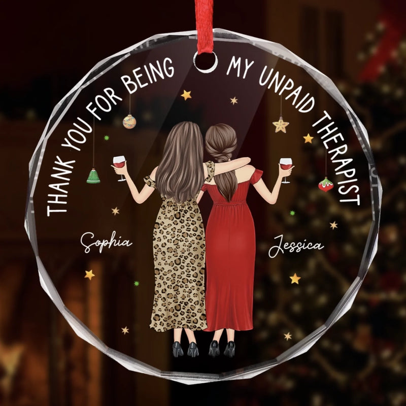 Custom Circle Glass Ornament - Personalized Best Friend Christmas Birthday Gifts For Women, Besties, Sisters, BFF - We’re The Perfect Mess
