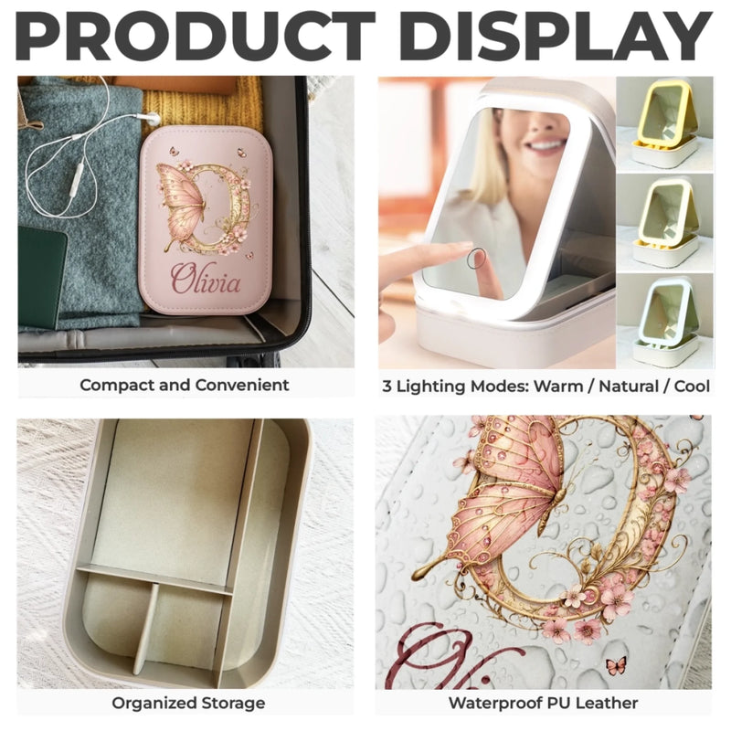 Custom Jewelry Box LED Makeup - Personalized Birthday Gifts For Besties, Sisters, BFF, Family, Yourself - Love Yourself A Little More