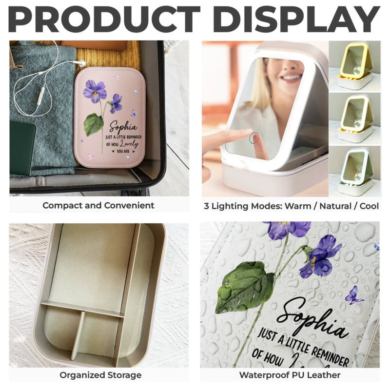 Custom Jewelry Box LED Makeup - Personalized Birthday Gifts For Besties, Sisters, BFF, Family, Yourself - You Are Enough Every Day