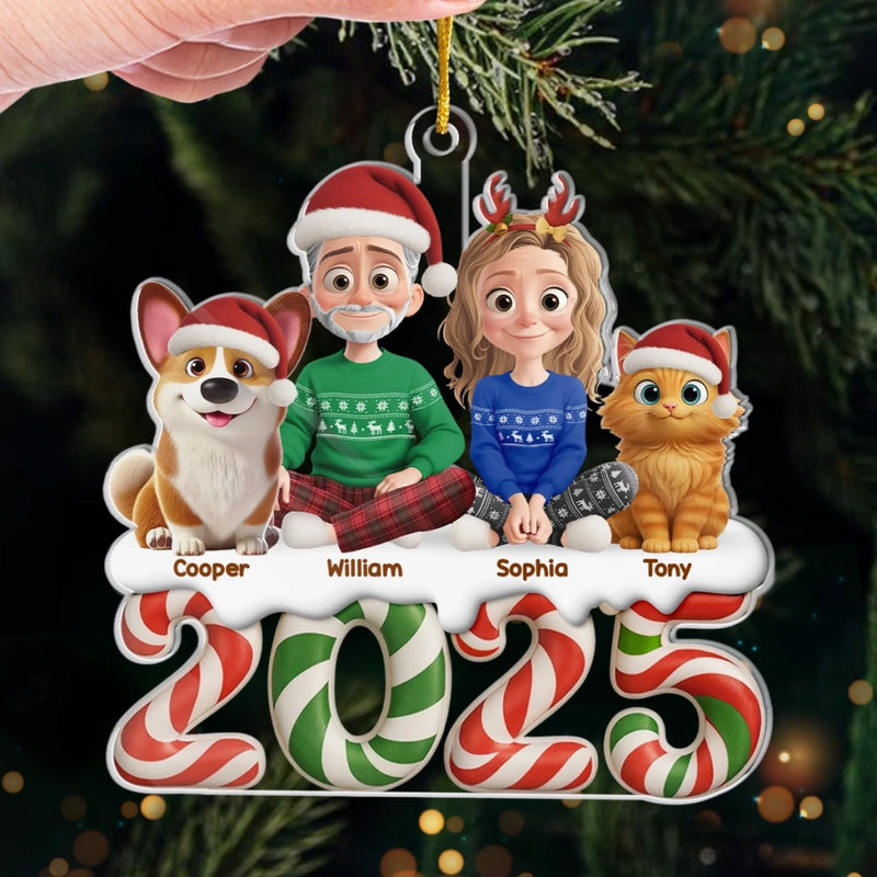 Custom Acrylic Ornament - Personalized Christmas Birthday Gifts For Family, Dog Cat Lovers - Our Cozy Little Crew