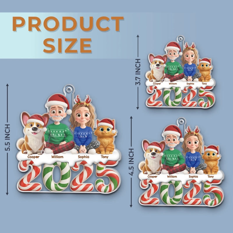 Custom Acrylic Ornament - Personalized Christmas Birthday Gifts For Family, Dog Cat Lovers - Our Cozy Little Crew