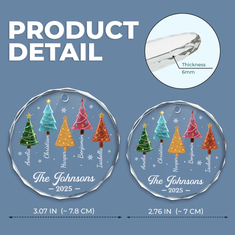 Custom Circle Glass Ornament - Personalized Christmas Birthday Gifts For Mom, Dad, Brother, Sister, Kids - Home Is Merrier With Family