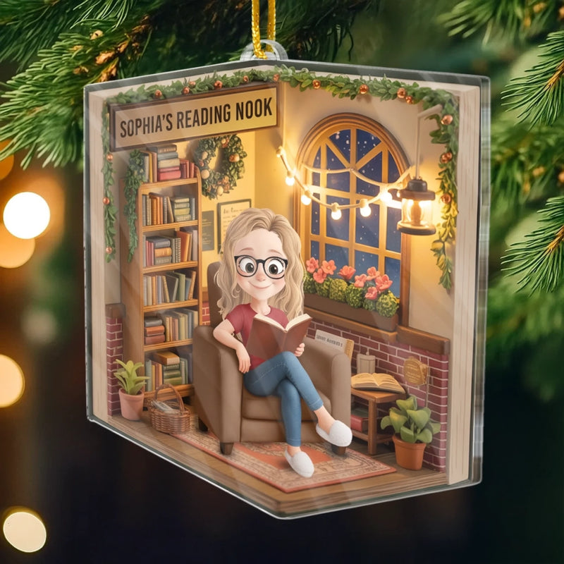 Custom Name Reading Nook Christmas Decor - Personalized Ornament