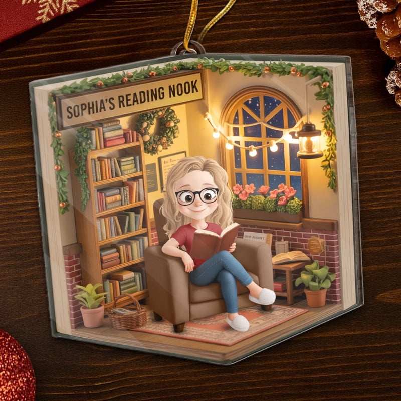 Custom Name Reading Nook Christmas Decor - Personalized Ornament