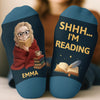Custom Crew Socks - Personalized Bookish Gifts For Book Lovers, Bookworms, Readers - Leave Me Alone, I’m Bonding With Fiction