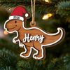 Custom Dinosaur Double Layer Wooden Ornament - Personalized Christmas Birthday Gifts For Mom, Dad, Brother, Sister, Kids - Dino Spreading Christmas Cheer