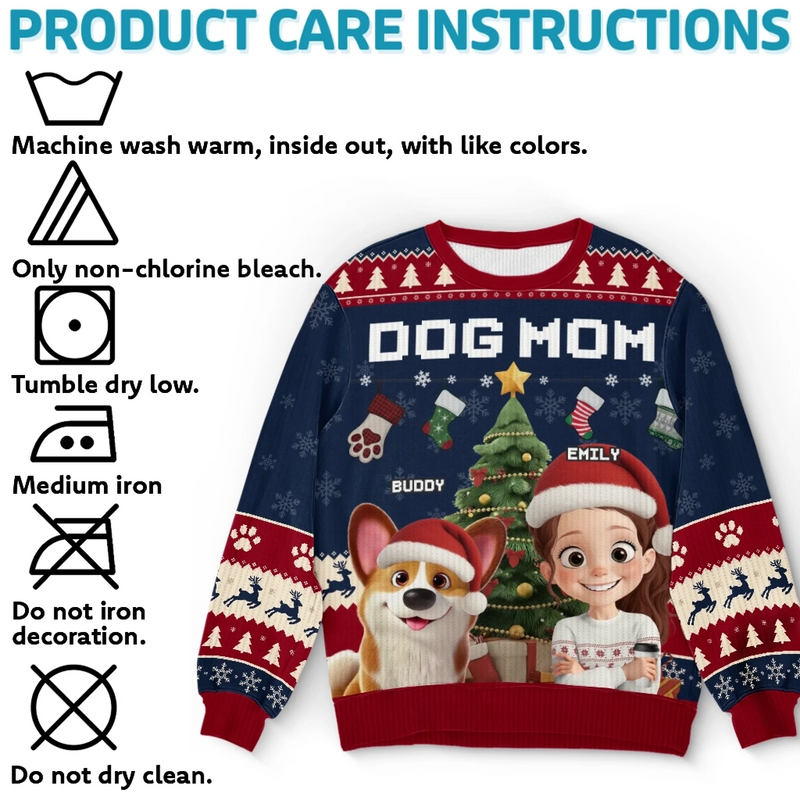 Custom Unisex Ugly Sweatshirt - Personalized  Christmas Birthday Gifts For Dog Lovers, Dog Dad And Mom - Festive Fur And Christmas Cheer