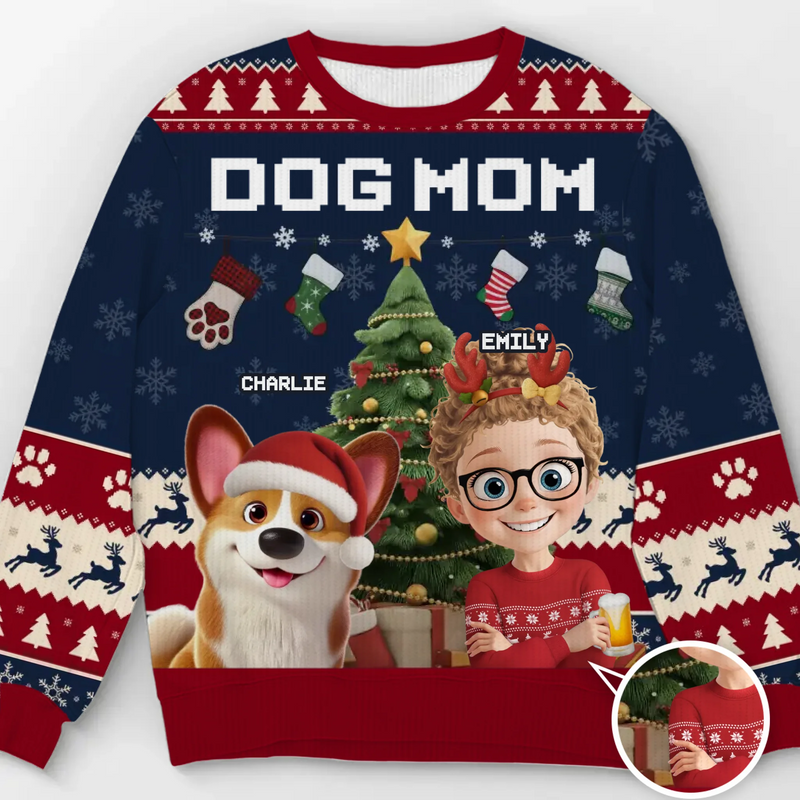Custom Unisex Ugly Sweatshirt - Personalized  Christmas Birthday Gifts For Dog Lovers, Dog Dad And Mom - Festive Fur And Christmas Cheer