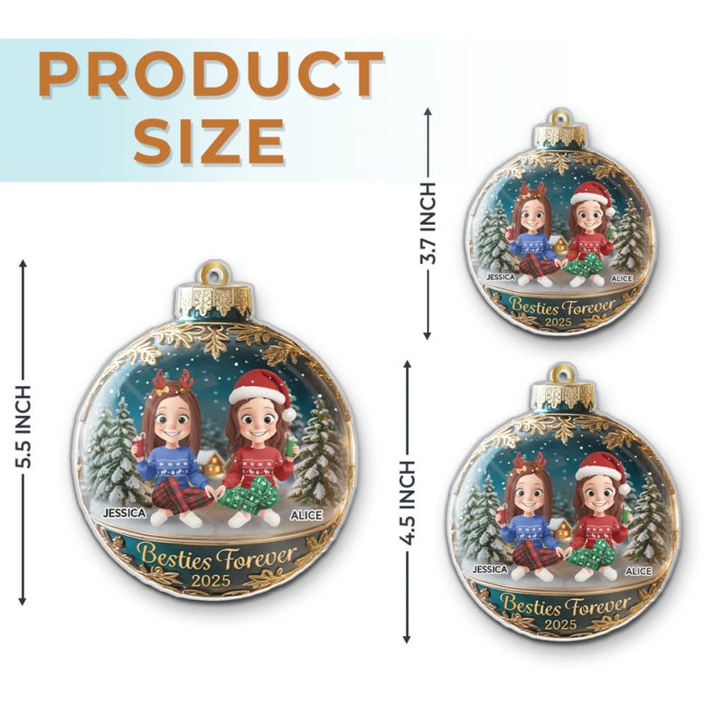 Custom Acrylic Ornament - Personalized Best Friend Christmas Birthday Gifts For Women, Besties, Sisters, BFF - Laughing Through The Holiday Magic