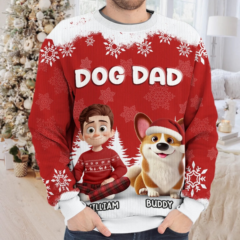 Custom Unisex Ugly Sweatshirt - Personalized  Christmas Birthday Gifts For Dog Lovers, Dog Dad And Mom - Best Christmas Wingman Ever