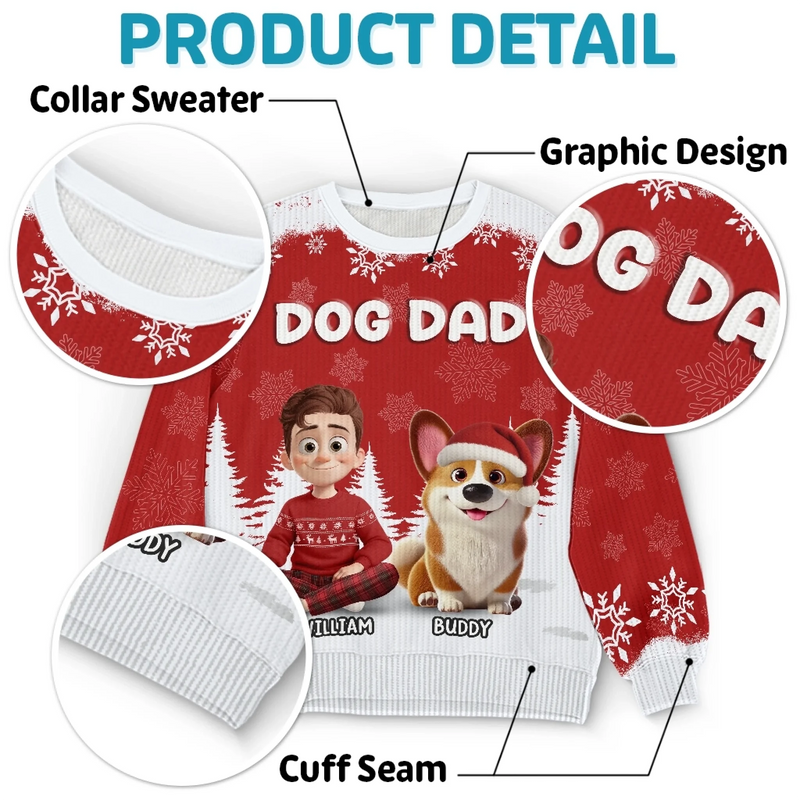 Custom Unisex Ugly Sweatshirt - Personalized  Christmas Birthday Gifts For Dog Lovers, Dog Dad And Mom - Best Christmas Wingman Ever