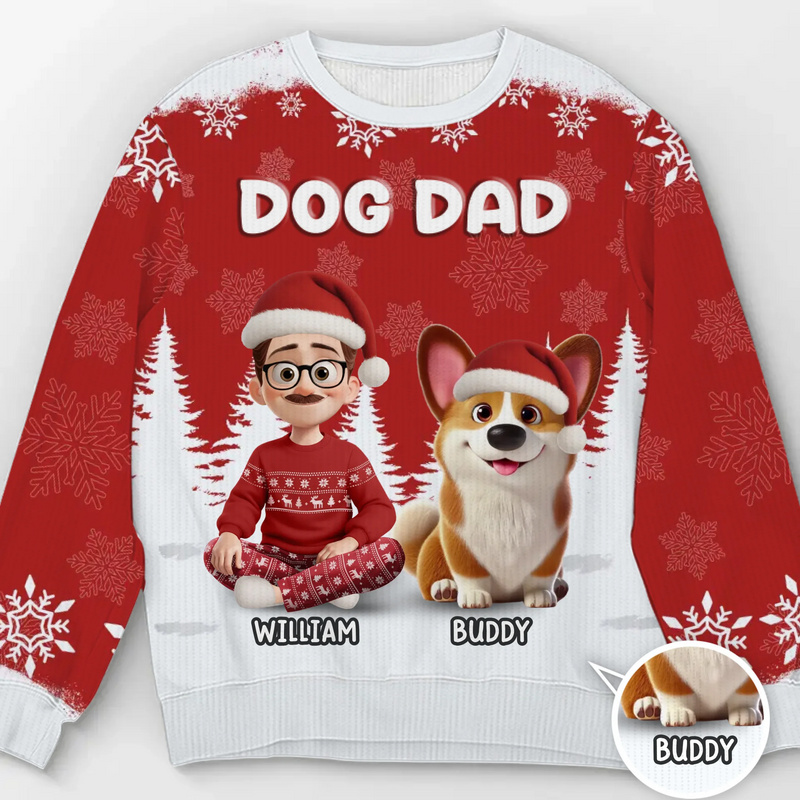 Custom Unisex Ugly Sweatshirt - Personalized  Christmas Birthday Gifts For Dog Lovers, Dog Dad And Mom - Best Christmas Wingman Ever
