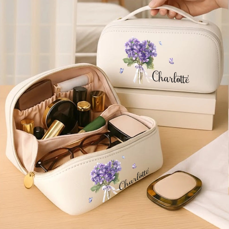 Custom PU Leather Travel Toiletry Bag - Personalized Birthday Gifts For Women, Besties, Sisters, BFF, Yourself - Love The Person You Are