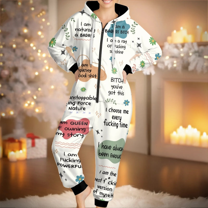 Custom Affirmation  Adult Onesie - Personalized  Christmas Birthday Gifts For Best Friends, Family, Coworker, Work Bestie - Too Glam To Give A Damn