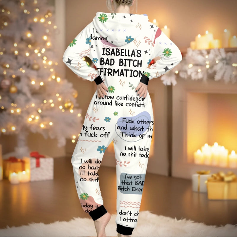 Custom Affirmation  Adult Onesie - Personalized  Christmas Birthday Gifts For Best Friends, Family, Coworker, Work Bestie - Too Glam To Give A Damn