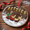 Custom Circle Glass Ornament - Personalized Best Friend Christmas Birthday Gifts For Women, Besties, Sisters, BFF - Crazy Together Since Day One