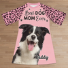 Custom Photo Happiness Is A Pup By Your Side - Dog & Cat Personalized Custom Women's Sleep Tee - Gift For Pet Owners, Pet Lovers