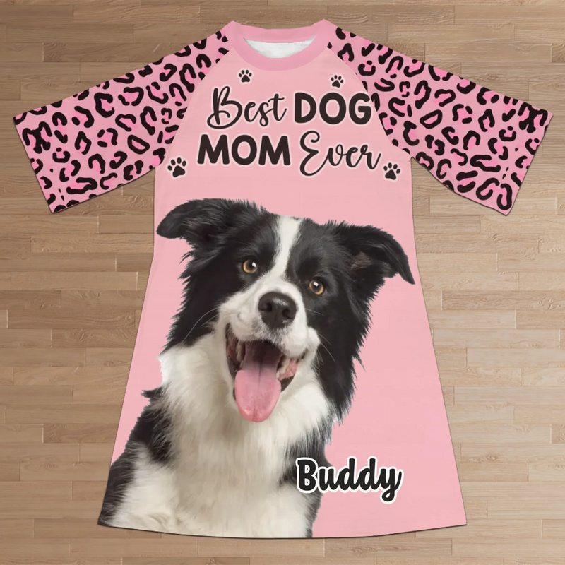 Custom Photo Happiness Is A Pup By Your Side - Dog & Cat Personalized Custom Women's Sleep Tee - Gift For Pet Owners, Pet Lovers