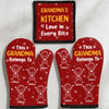 Custom Oven Mitt And Pot Holder Set - Personalized Christmas Birthday Gifts For Mom, Grandma - Three Generations Sharing Holiday Magic