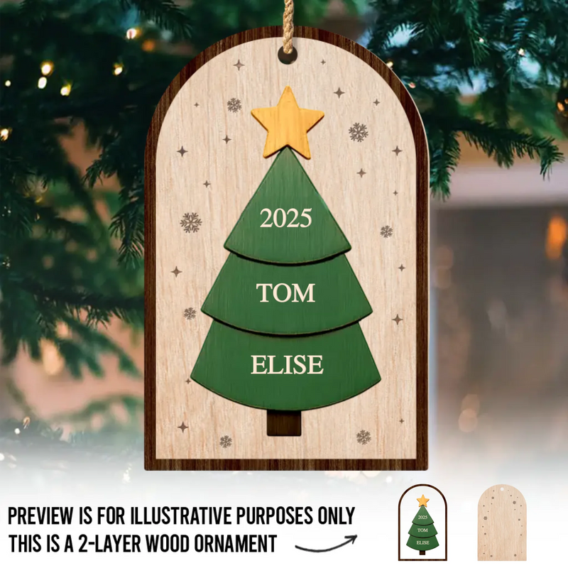 Custom Double Layer Wooden Ornament - Personalized Christmas Birthday Gifts For Mom, Dad, Brother, Sister, Kids - Our Little Family Grows