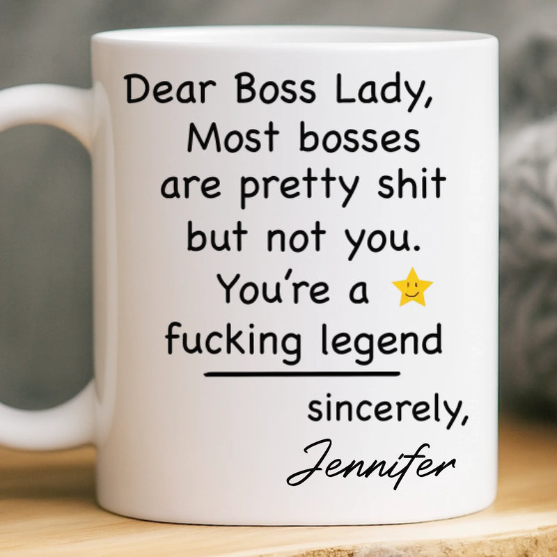 Custom Boss Lady Mug - Personalized Funny Gifts For Coworker, Work Bestie, Boss - Slaying Goals And Taking Names