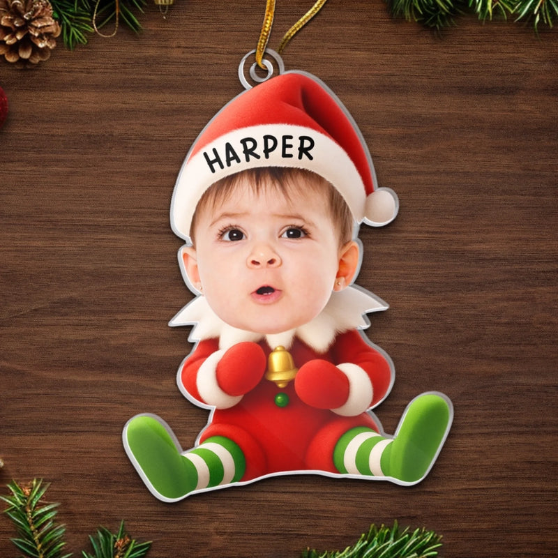 Custom Photo Acrylic Ornament - Personalized Christmas Birthday Gifts For Kids - Christmas Wonder In Tiny Hands