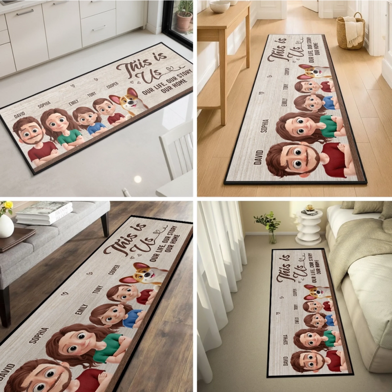 Custom Runner Rug - Personalized Birthday Gifts For Family, Dog Cat Lovers - Home Begins With Us