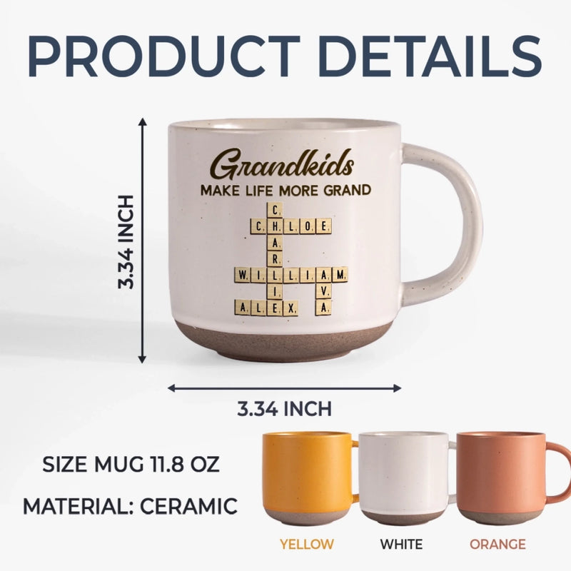 Custom Scrabble Printed Pottery Mug - Personalized Birthday Gifts For Mom, Grandma - Heart Full Because Of You