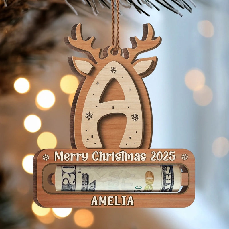 Custom Wooden Money Holder Ornament - Personalized Christmas Birthday Gifts For Mom, Dad, Brother, Sister, Kids - Shine Bright With Your Own Strength