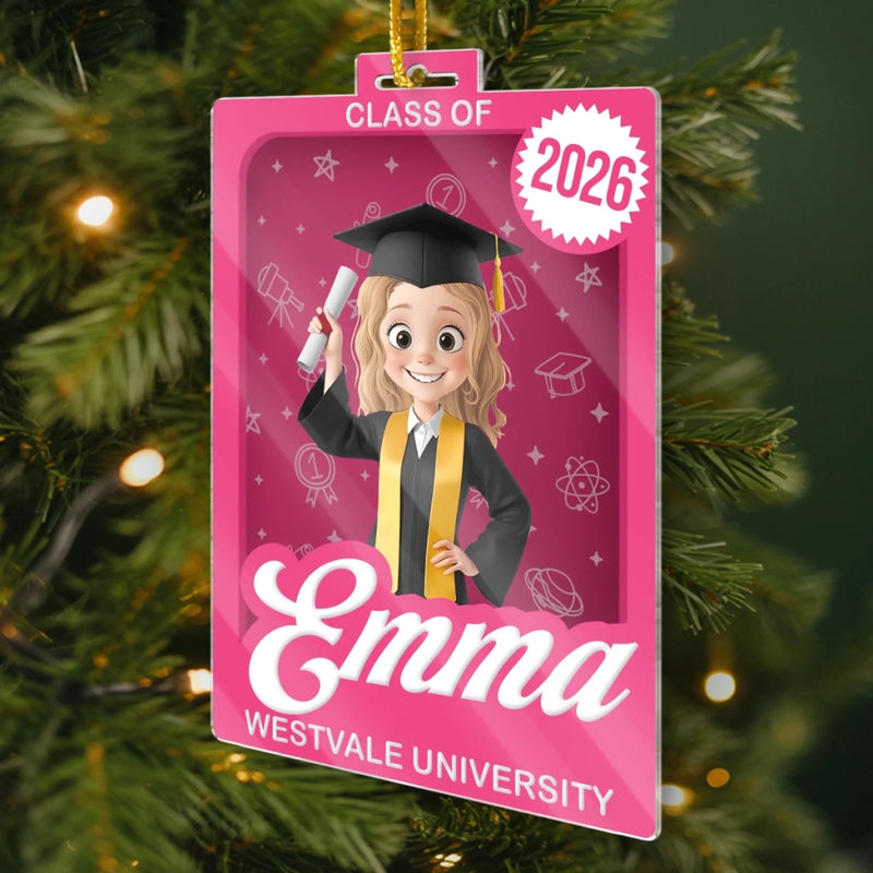 Custom Toy Box Acrylic Ornament - Personalized Christmas Graduation Gifts For Her - Cheers To New Chapters