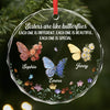 Custom Circle Glass Ornament - Personalized Best Friend Christmas Birthday Gifts For Women, Besties, Sisters, BFF - Butterflies Bless Our Friendship