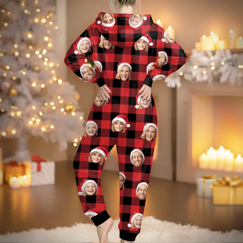 Custom Photo Onesie Pajamas - Personalized Christmas Birthday Gifts For Family, Dog Cat Lovers - Wrap Yourself In Pure Holiday Chaos