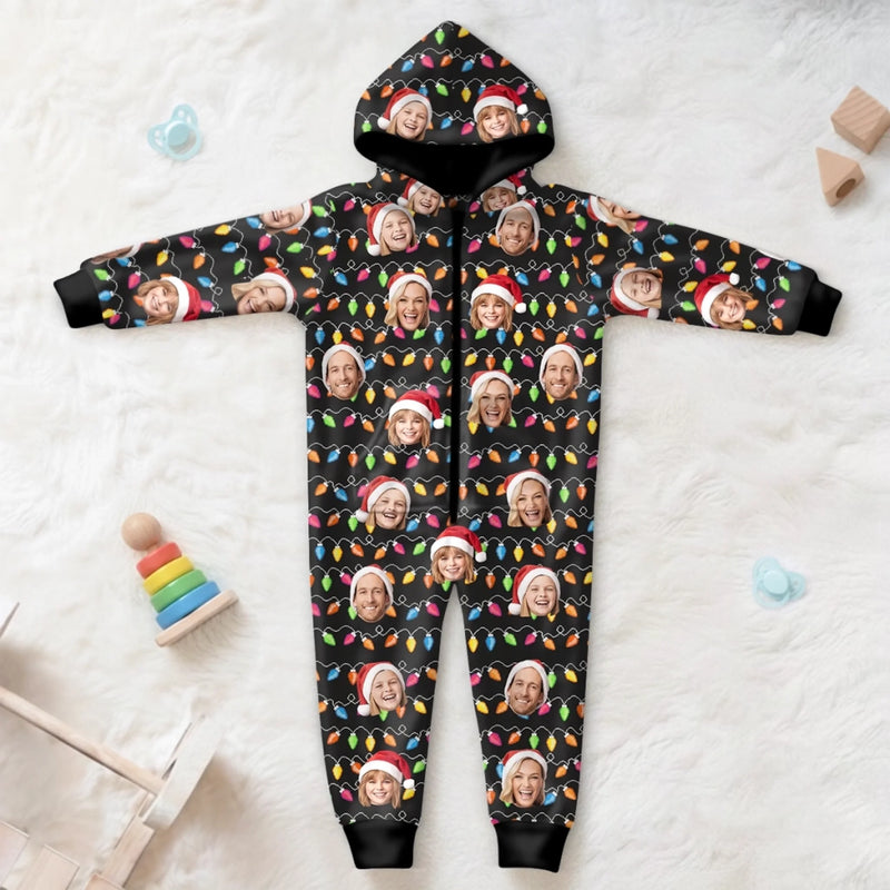 Custom Photo Onesie Pajamas - Personalized Christmas Birthday Gifts For Family, Dog Cat Lovers - The Family That Matches, Laughs Together